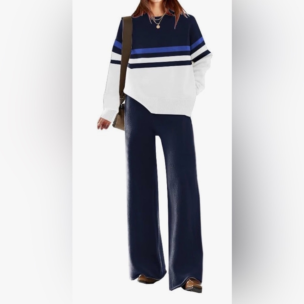 Etcyy New Set w/ Wide Leg Knit Pants in Navy